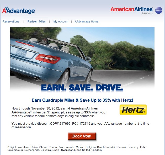 Earn 4X Miles with Hertz